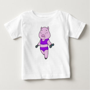 Pig Fitness Dumbell Baby T-shirt