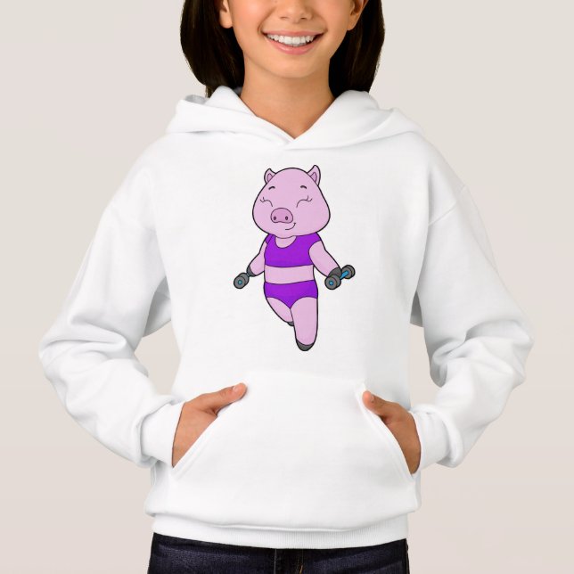 Pig Fitness Dumbell Hoodie (Vorderseite)
