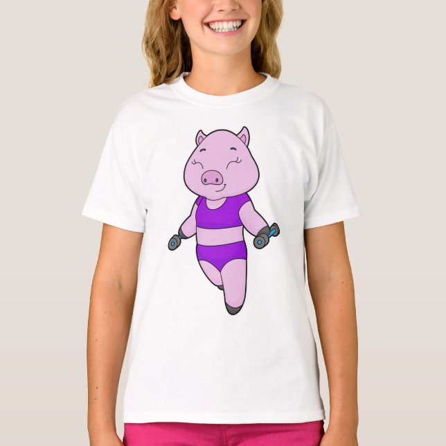 Pig Fitness Dumbell T-Shirt (Vorderseite)