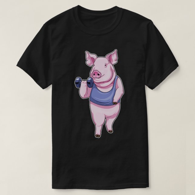 Pig Fitness Dumbell T-Shirt (Design vorne)