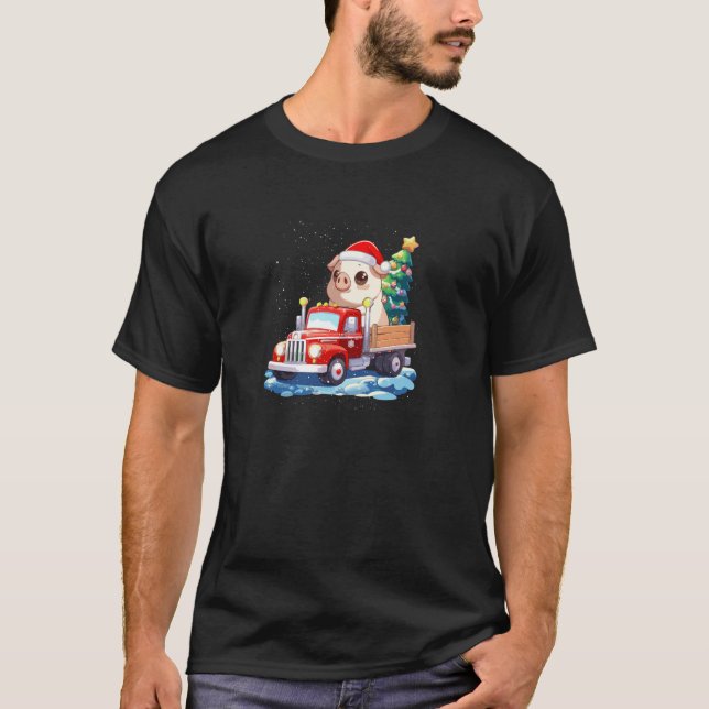 Pig Frohe Weihnachtsbaum Lights Lights Ugly X Mas  T-Shirt (Vorderseite)