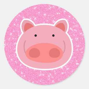 Pig-Glitzer Runder Aufkleber