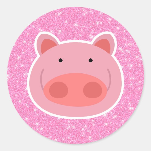 Pig-Glitzer Runder Aufkleber (Vorderseite)