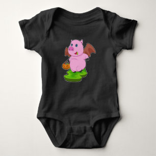 Pig Halloween Bat Baby Strampler