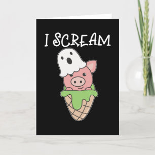 Pig Halloween Ghost I Schrei Eiscreme Puff Feiertagskarte