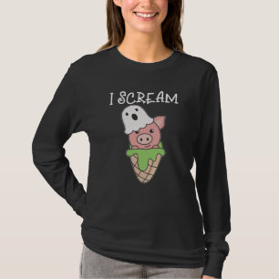 Pig Halloween Ghost I Schrei Eiscreme Puff T-Shirt