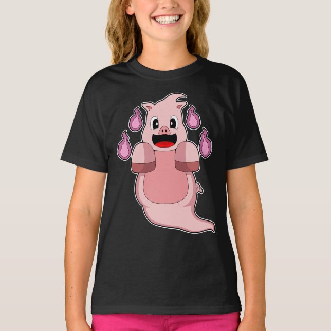 Pig Halloween Ghost T-Shirt (Vorderseite)