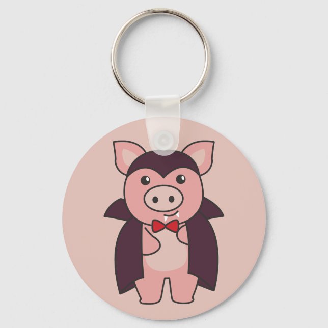 Pig Halloween Niedlich Devil Vampire Kostume Schlü Schlüsselanhänger (Vorderseite)