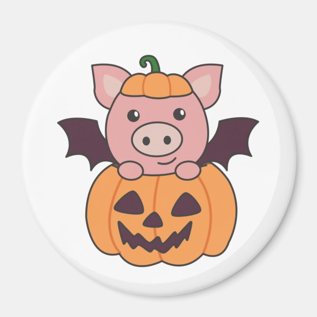 Pig Halloween Pumpkin Bat Kostüm Magnet (Vorne)