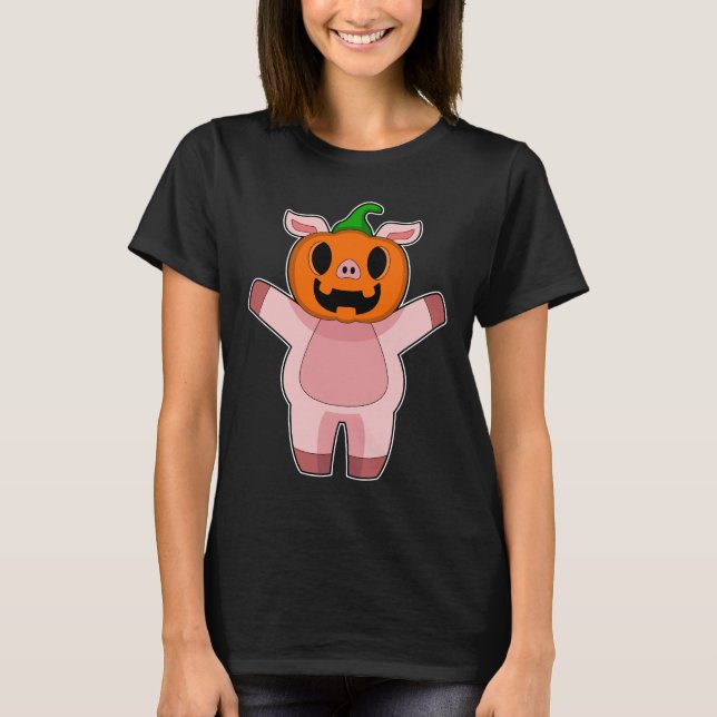 Pig Halloween Pumpkin T-Shirt (Vorderseite)