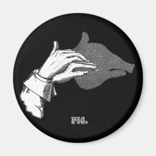 PIG Hand Shadow Art aus einem Antiquitätenbuch Magnet
