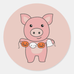 Pig Happy Halloween Pumpkin Bat Kostüm Classic Ro Runder Aufkleber