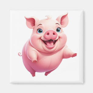 Pig Happy Spielspass Springen in die Luft fröhlich Magnet