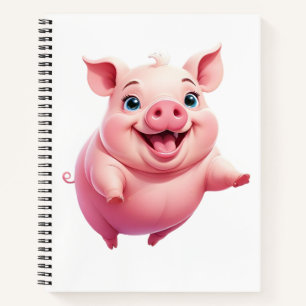 Pig Happy Spielspass Springen in die Luft fröhlich Notizbuch