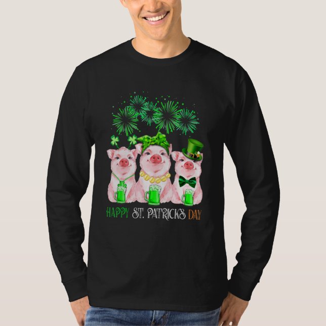 Pig Happy St Patricks Day Family Farmer Farming Lo T-Shirt (Vorderseite)