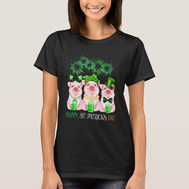 Pig Happy St Patricks Day Family Farmer Farming Lo T-Shirt (Vorderseite)