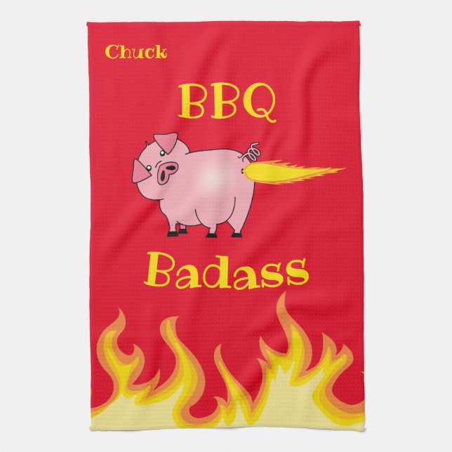 Pig-Hintern-GRILLEN Badass Geschirrtuch (Vertikal)