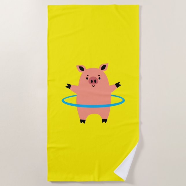 Pig Hula Hoop Strandtuch (Vorderseite)