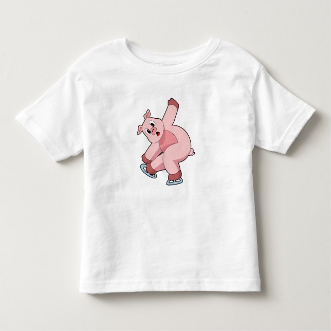 Pig Ice Skaten Ice Skate Kleinkind T-shirt (Vorderseite)