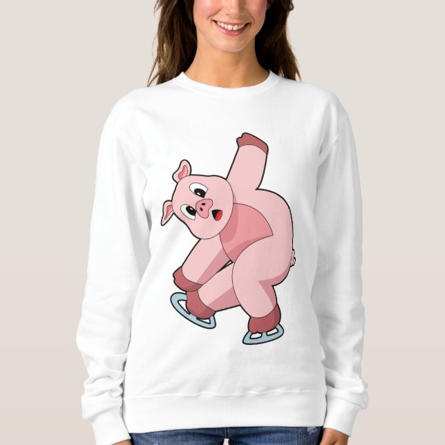 Pig Ice Skaten Ice Skate Sweatshirt (Vorderseite)