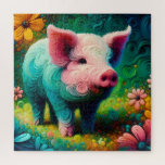 Pig in Colorland Square Puzzle 676 pcs<br><div class="desc">Meet this charming little pig, full of personality and joy! Rendered in vibrant, swirling colors, this delightful artwork captures the playful spirit of a pig exploring its surroundings. The image is a digitally created and enhanced print with no actual texture—perfectly smooth and bursting with life. Whether you're a pig lover...</div>