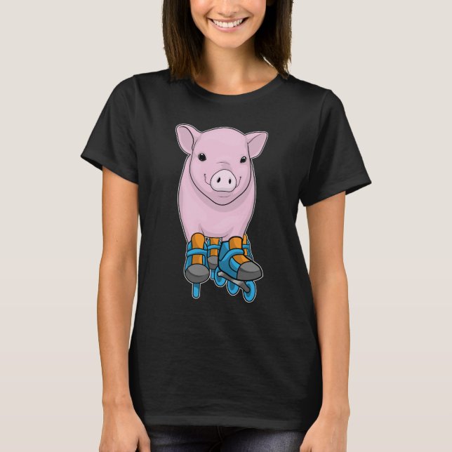 Pig Inline Skaten Roller Skate T-Shirt (Vorderseite)