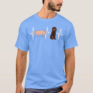 Pig Irish Water Spaniel Heartbeat Dog Lover T-Shirt