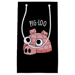 Pig-loo Funny Iglu Pun Dark BG Kleine Geschenktüte