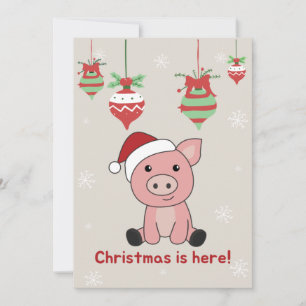 Pig Merry Christmas Animals Pigs Holiday Card Feiertagskarte