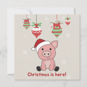 Pig Merry Christmas Animals Pigs Invitation Einladung