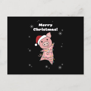 Pig Merry Christmas Animals Pigs Postkarte