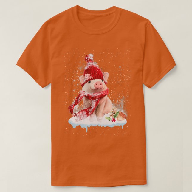 Pig Niedlich Willkommen Frohe Weihnachten T-Shirt (Design vorne)