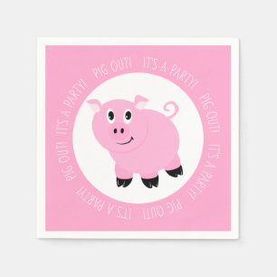 Pig Out Es ist ein Party Niedlich Pink Piggy Gebur Serviette