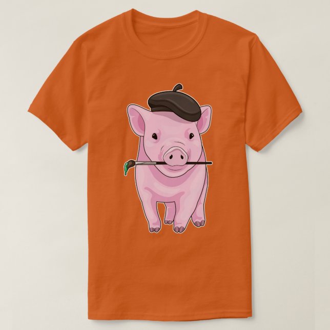 Pig Painter Pinsel T-Shirt (Design vorne)