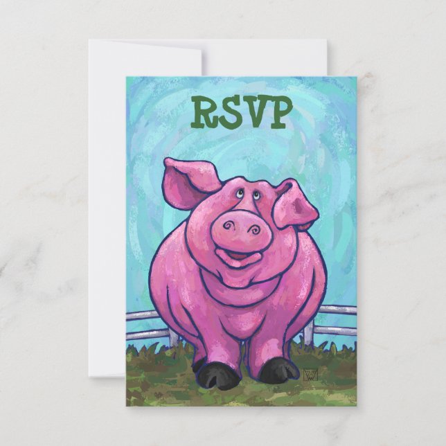 Pig Party Center RSVP Cards (Vorderseite)