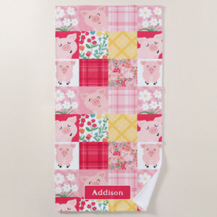 Pig Patchwork Floral Rustikal Personalisiert Strandtuch