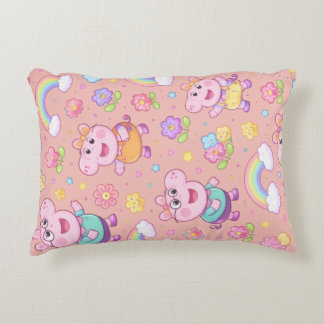 Pig Pattern Throw Pillow | Kawaii Cartoon Animal  Dekokissen