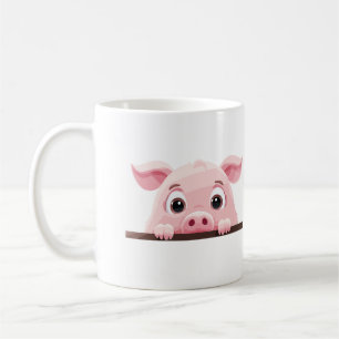 Pig Peeking Niedlich Adorable Funny Animal Cartoon Kaffeetasse