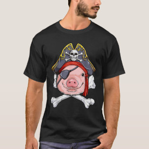 Pig Pirate Captain Piratenflagge Flag Skull and Cr T-Shirt