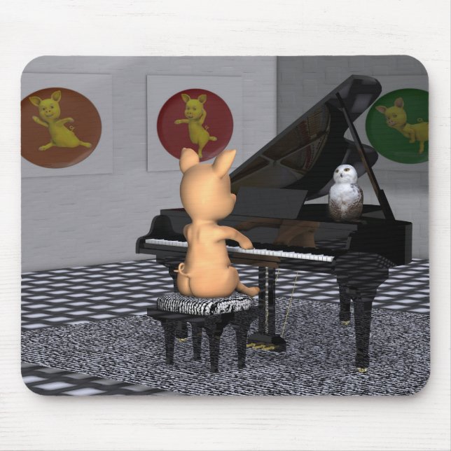Pig Playing Grand Piano Mousepad (Vorne)