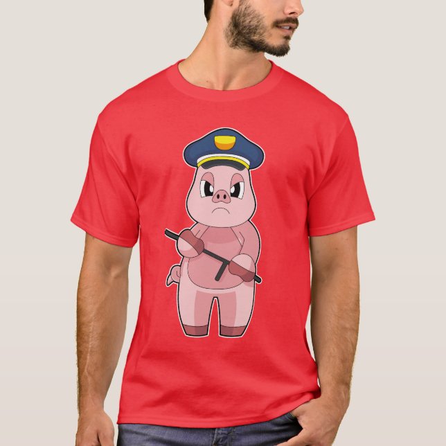 Pig Polizist Baton Police T-Shirt (Vorderseite)