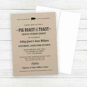 Pig Roast and Toast Kraft Wedding Couples Dusche Einladung