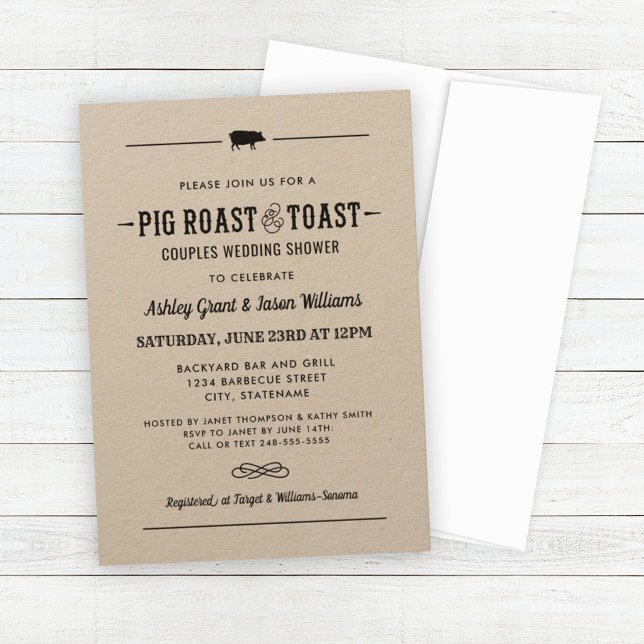 Pig Roast and Toast Kraft Wedding Couples Dusche Einladung (Von Creator hochgeladen)