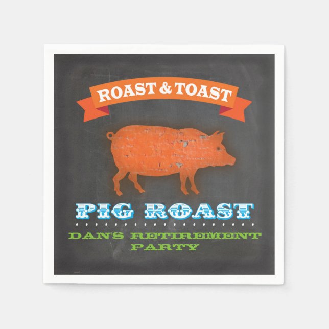 Pig Roast Chalkboard Cocktail Napkin Serviette (Vorderseite)
