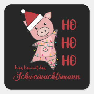 Pig Santa Pig Weihnachtsweih Quadratischer Aufkleber