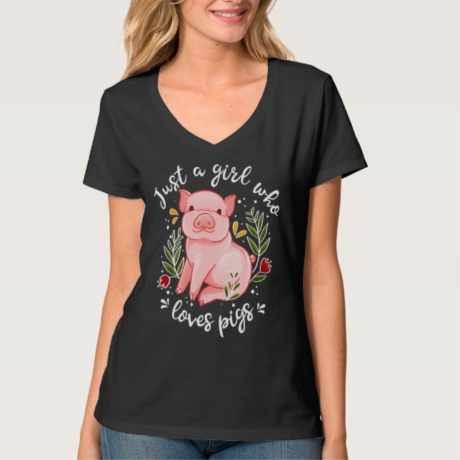 Pig Saying Just Girl Who Loves Pigs Pig T-Shirt (Vorderseite)