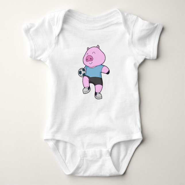 Pig Soccer Player Soccer Baby Strampler (Vorderseite)