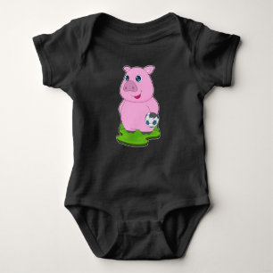 Pig Soccer Player Soccer Baby Strampler