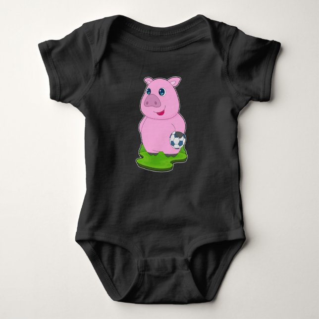 Pig Soccer Player Soccer Baby Strampler (Vorderseite)