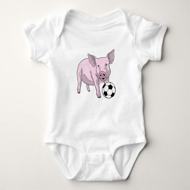 Pig Soccer Player Soccer Baby Strampler (Vorderseite)